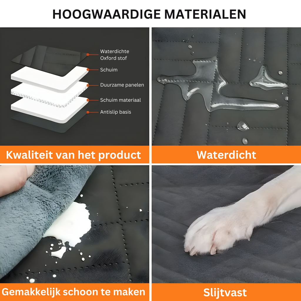 Housse de siège de voiture Imperméable Noire pour Chiens - Universelle, Extensible, Antidérapante, Protection Complète