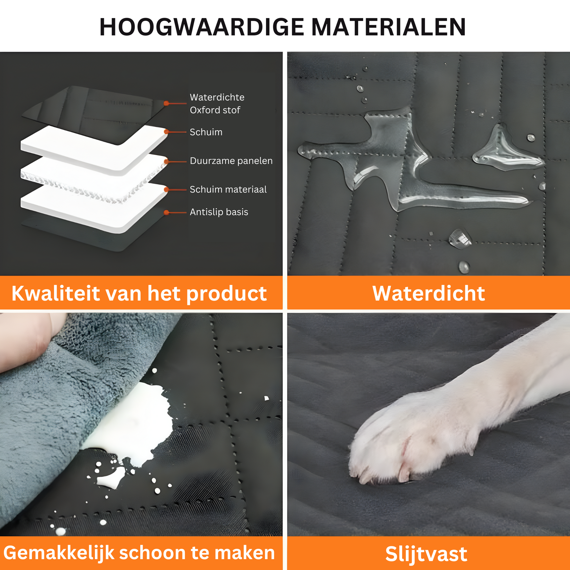 Housse de siège de voiture Imperméable Noire pour Chiens - Universelle, Extensible, Antidérapante, Protection Complète