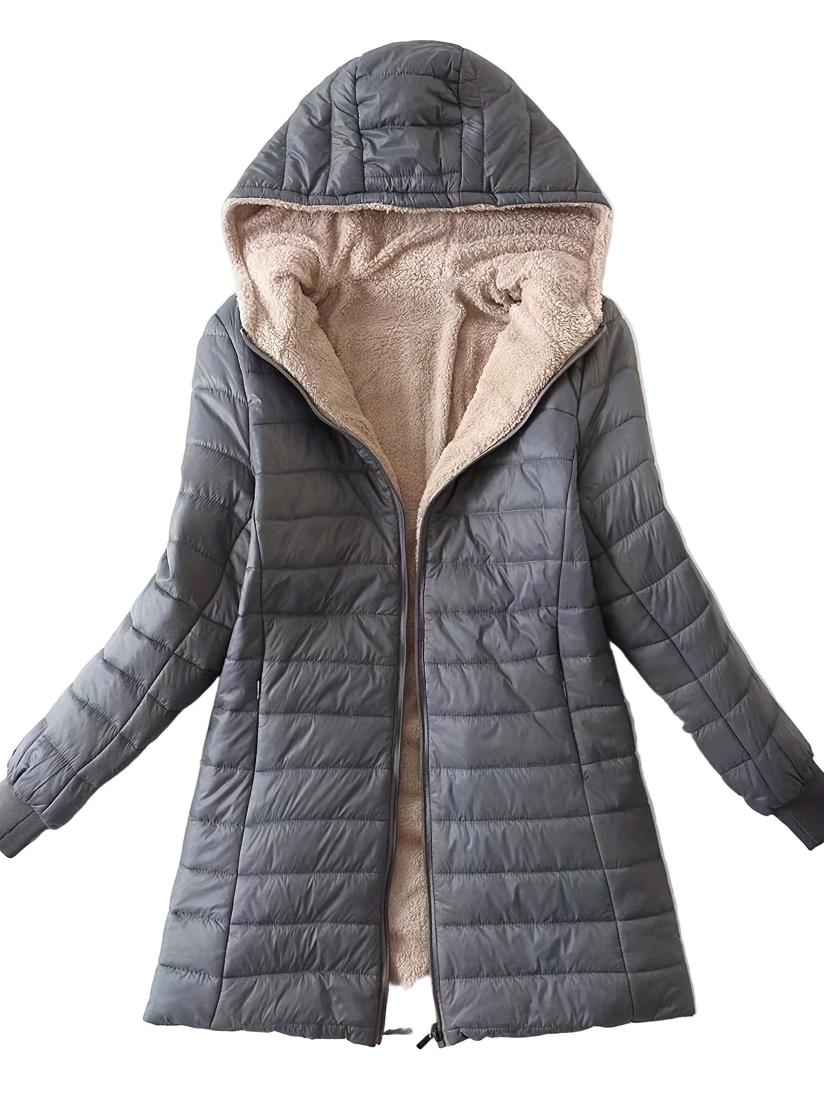 Jackets : Veste Mi-Longue à Capuche Femme Doublée Polaire dans de Roselva