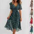 Robe Midi Florale Neutre en Similicuir pour Femme - Élégante, Polyvalente