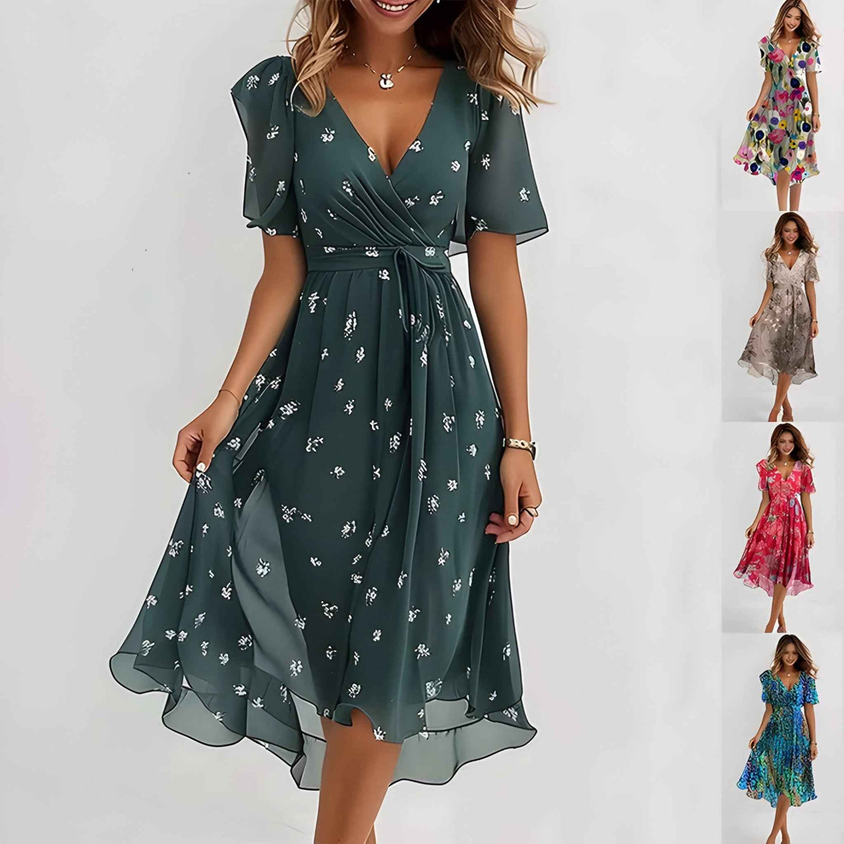 Dresses : Robe Midi Florale Neutre en Similicuir pour Femme - Élégante, Polyvalente dans de Marche Lino