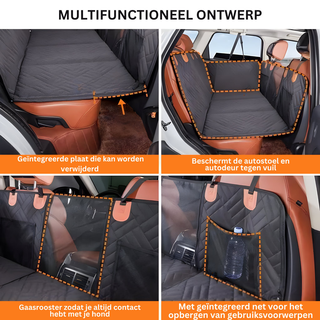 Housse de siège de voiture Imperméable Noire pour Chiens - Universelle, Extensible, Antidérapante, Protection Complète