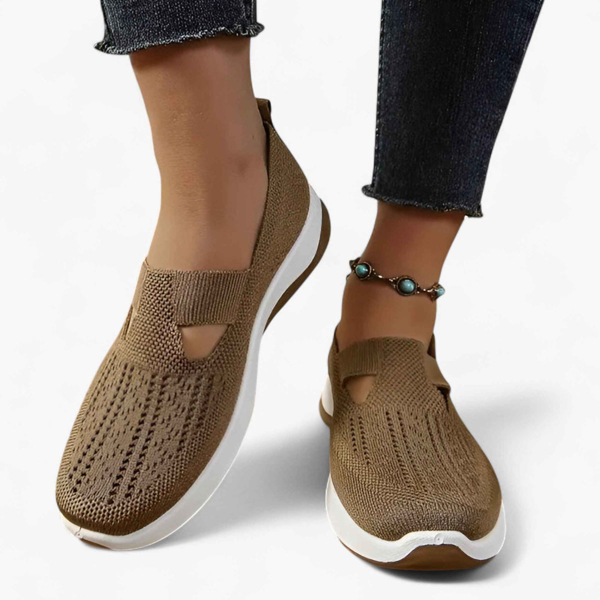 Sneakers : Chaussures Femme en Denim Légères & Confortables avec Amorti Efficace - Qualite Premium, Confort Optimal dans Brun de Marche Lino