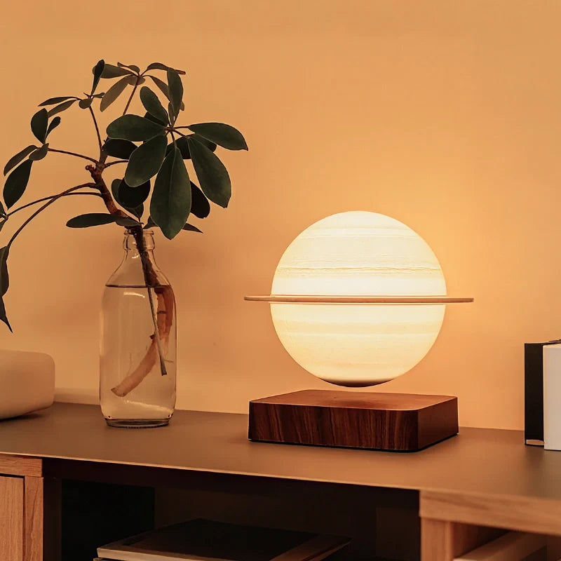 Home Decor : Lampe Lévitante EtherealOrbit – Lumière Flottante Magnétique Lune & Saturne dans de Marche Lino