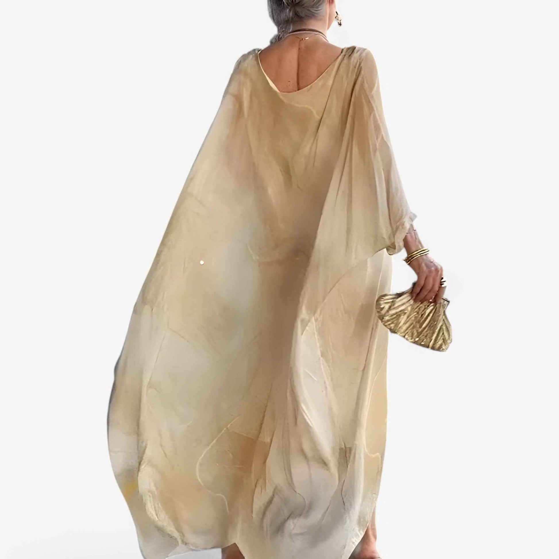 Maxi Robe Femme Effet Marbre Élégante - Robe Longue d'Été Unique