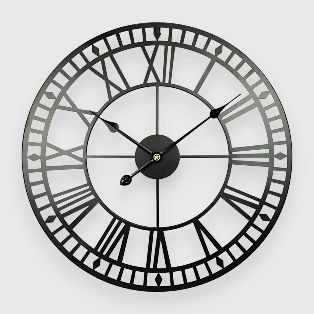 Horloges murales : Horloge Murale Vintage Métal Design Rétro dans Noir de Marche Lino