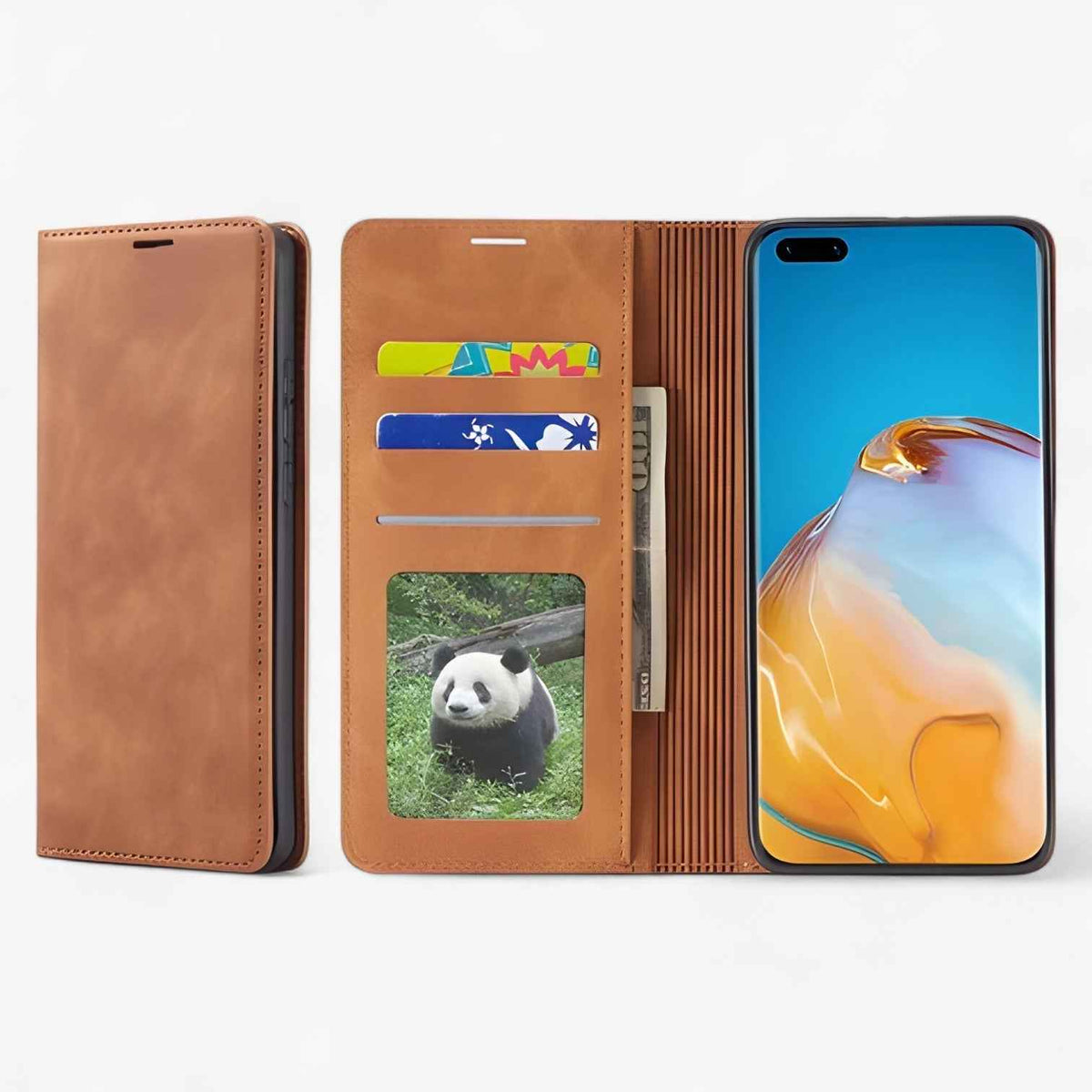 Étui en cuir magnétique pour iPhone 15 Pro Max - Noir avec Porte-cartes