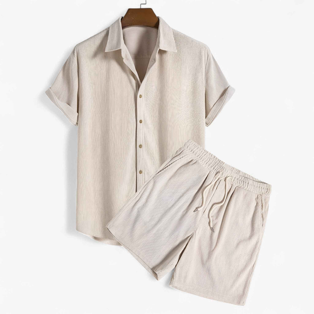 Ensemble d'été respirant pour homme en lin et coton léger pour la plage et les vacances