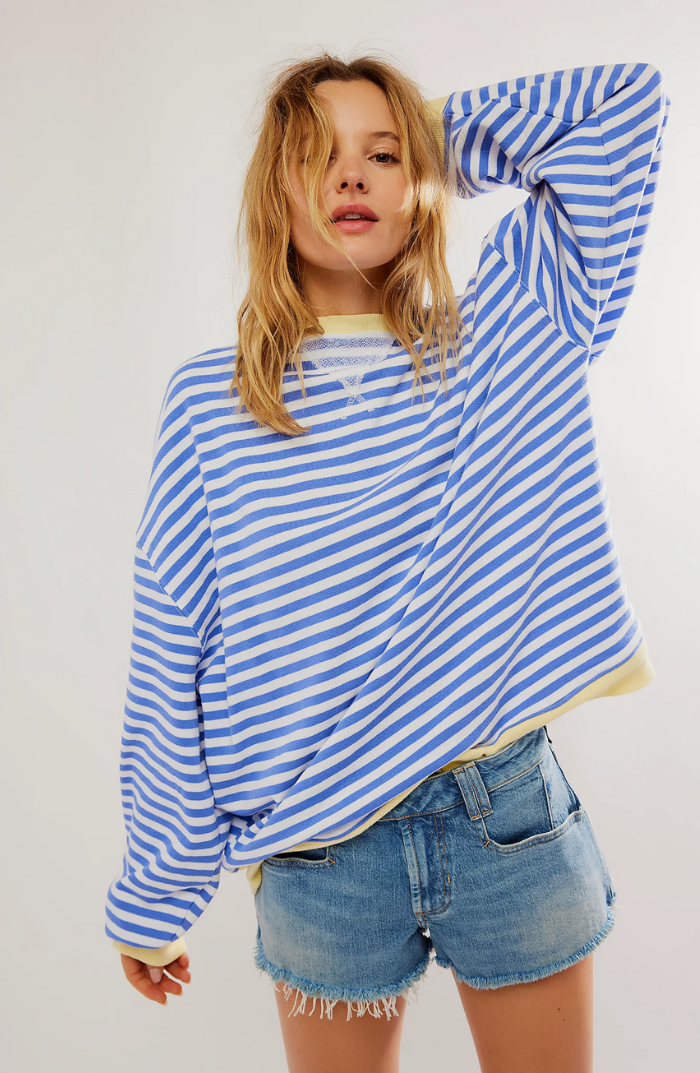 Pull Rayé Col Rond Femme - Haut en Maille Casual