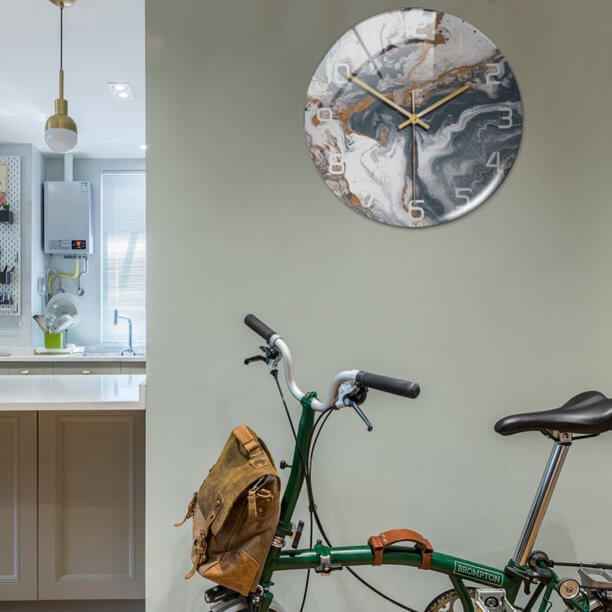 Wall Clocks : Horloge Murale Silencieuse Ø30cm, Effet Marbre Blanc Luxe Moderne pour Salon/Bureau dans de Marche Lino