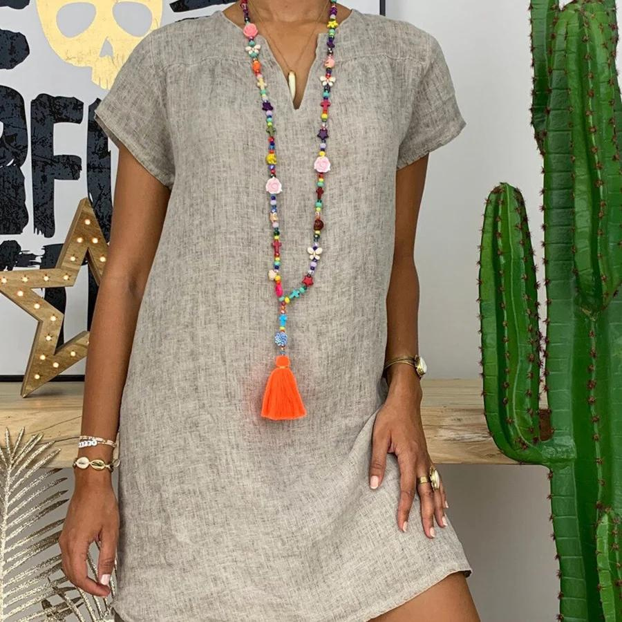 Livena | Robe en coton et lin pour femmes