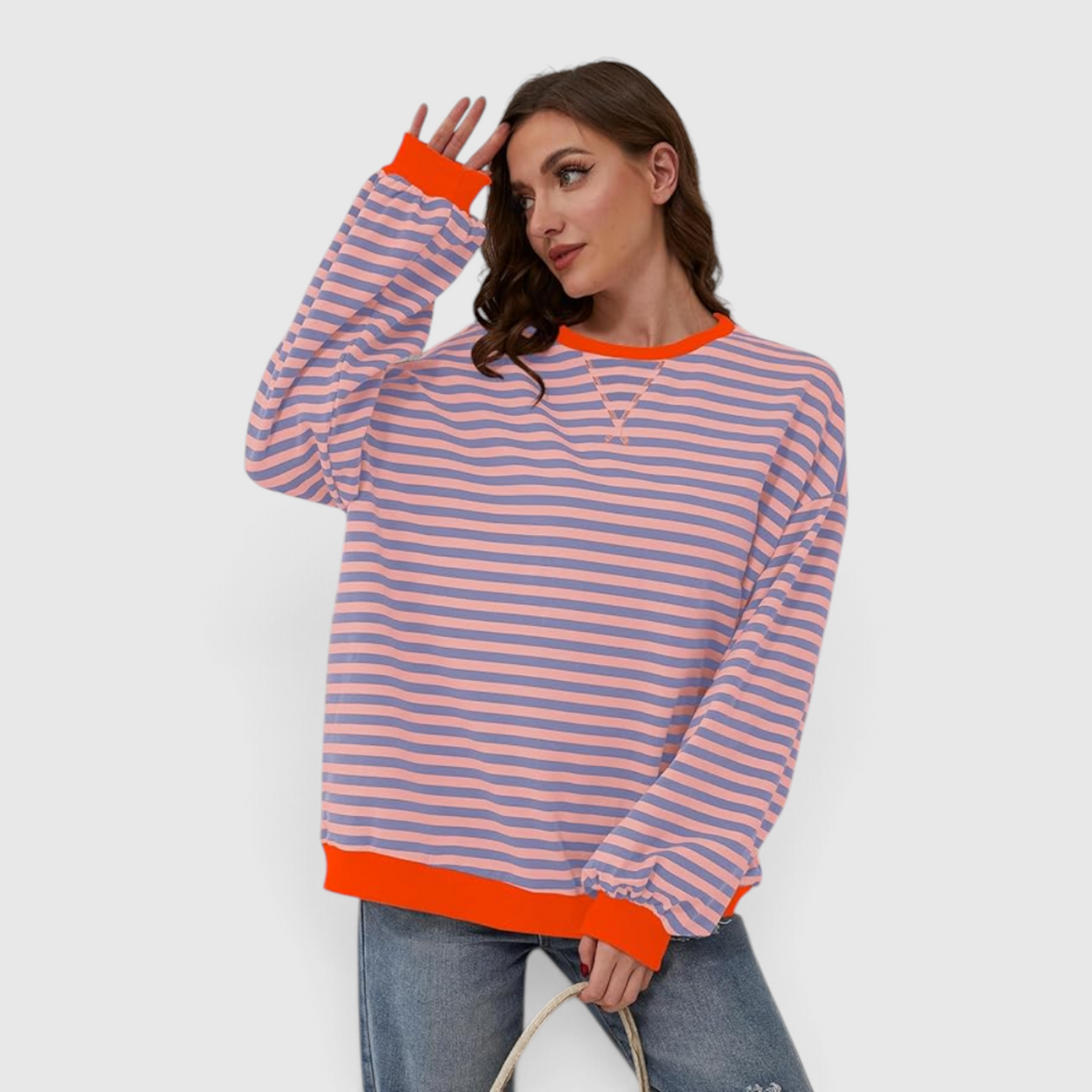 Pull Rayé Col Rond Femme - Haut en Maille Casual