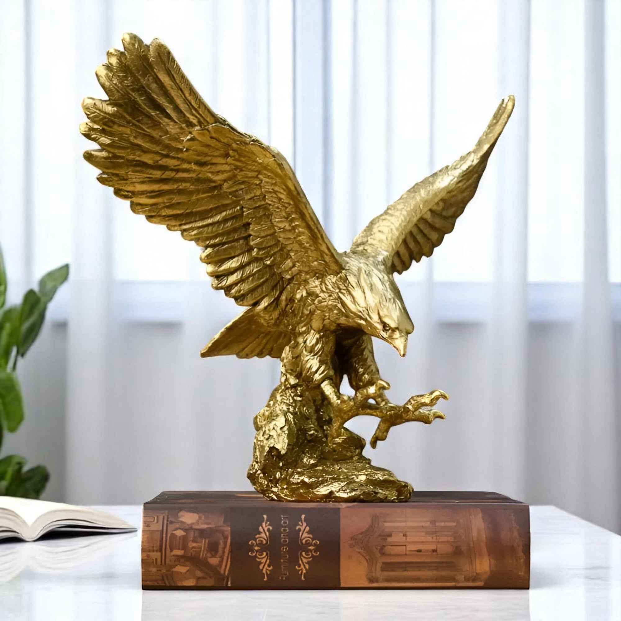 Figurines et statues : Statue Murale Aigle Doré en Polyresine 3D – Décoration Moderne pour Intérieur/Extérieur dans de Marche Lino