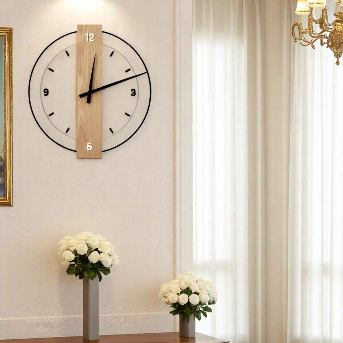 Horloges murales : Horloge Murale en Bois Design Accessoire De Salon dans de Marche Lino