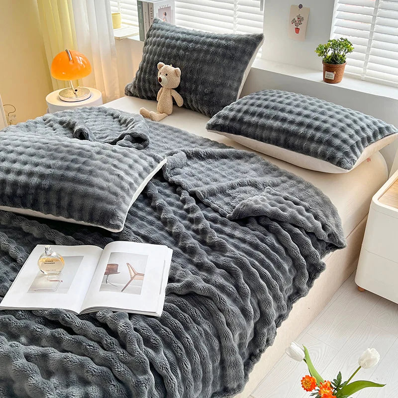 Huis en tuin > Linnengoed > Beddengoed > Dekens : Plaid Polaire Corail Texturé pour Canapé et Lit dans de Roselva