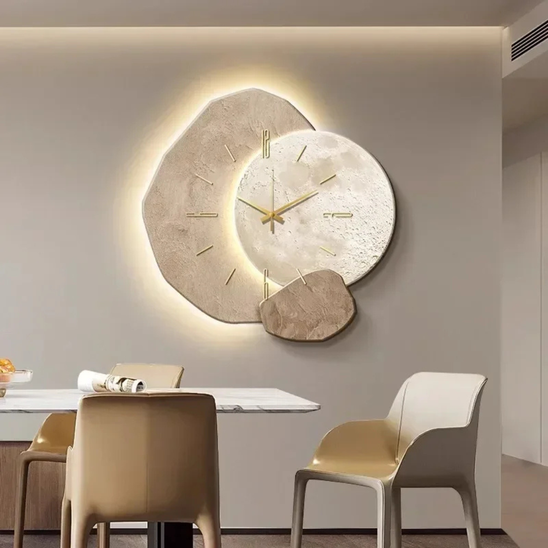 Horloge murale en bois avec LED - Design Naturel & Silencieux