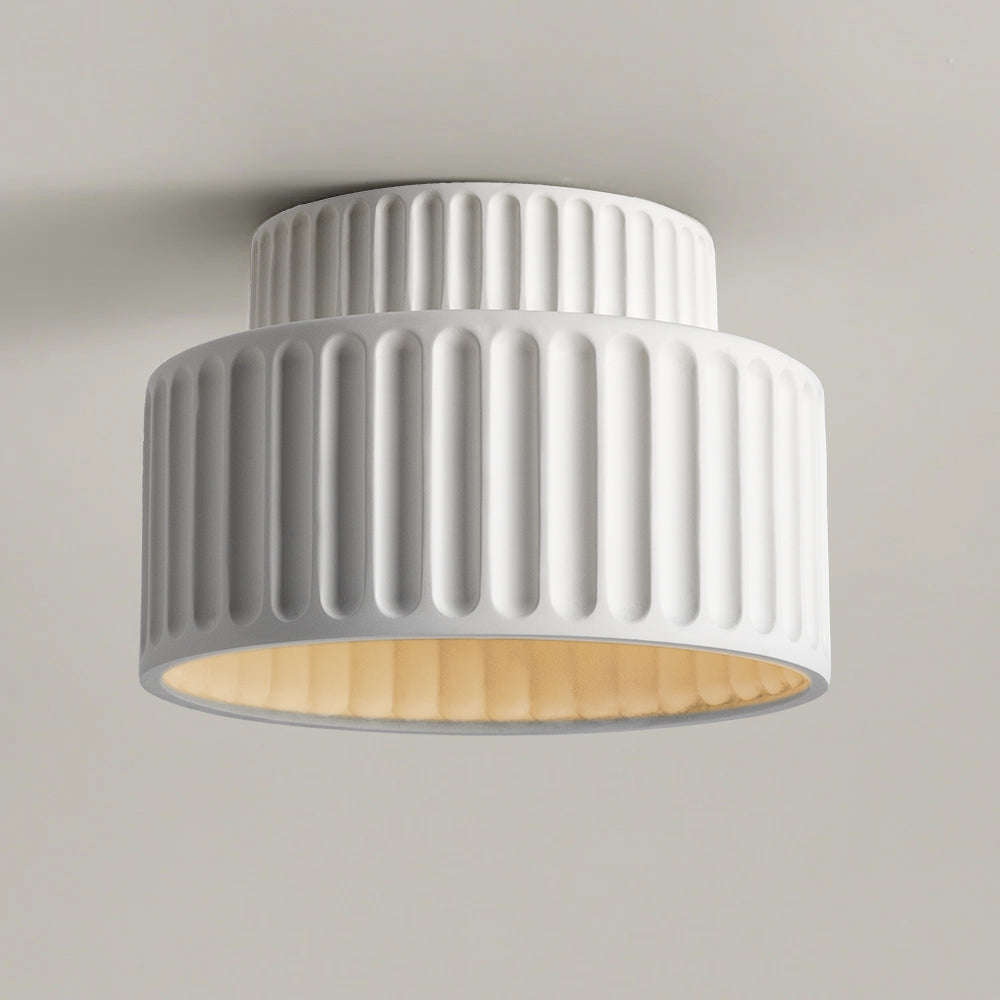 Deckenleuchte : Plafonnier Cannelé - Design Tambour à Deux Niveaux dans de Roselva