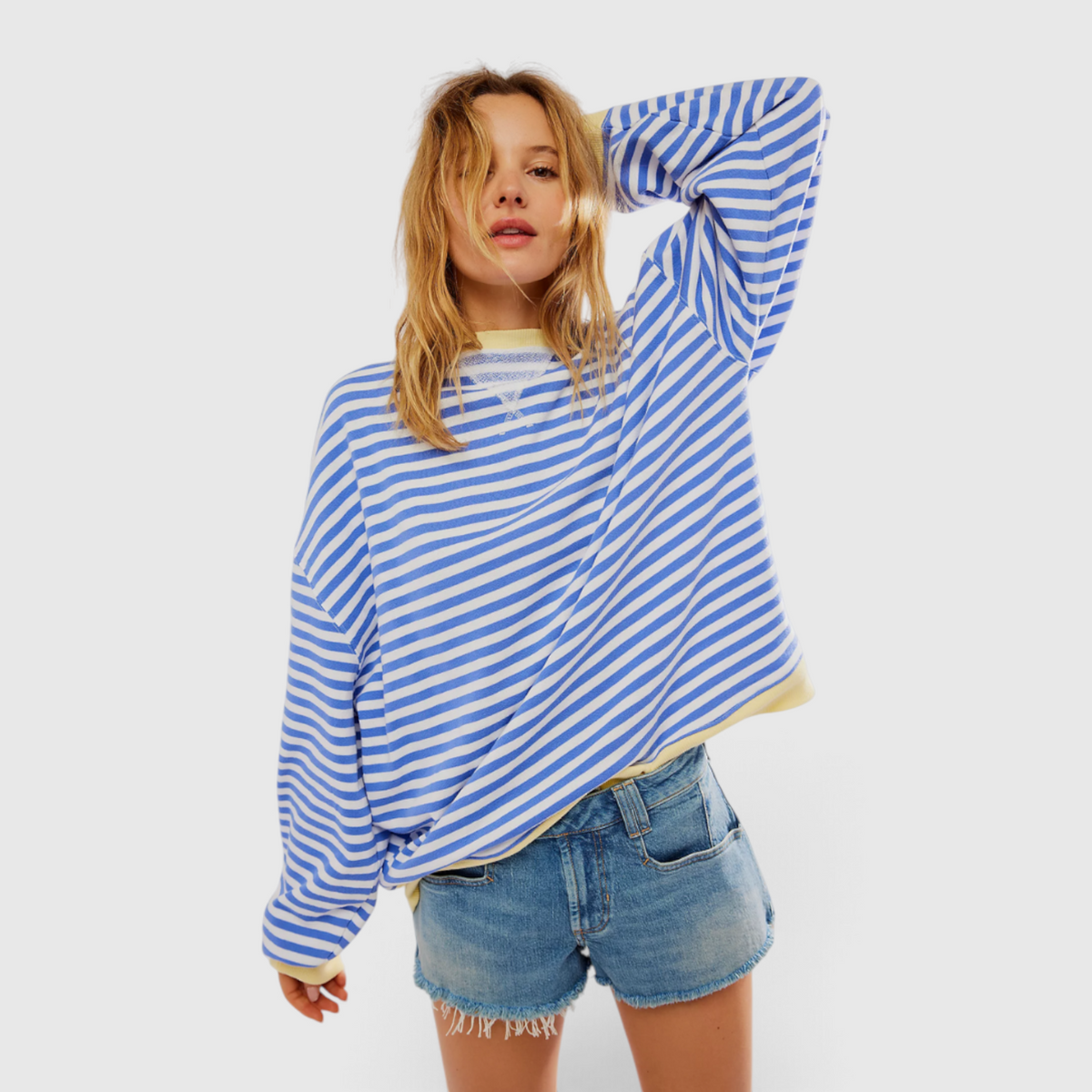 Pull Rayé Col Rond Femme - Haut en Maille Casual