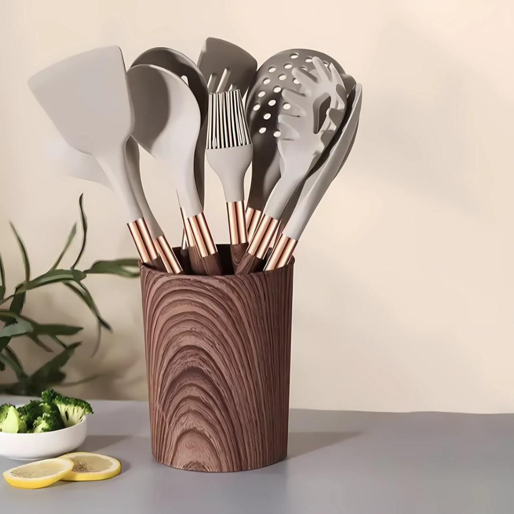 Cooking Utensils : Set ustensiles cuisine silicone 10 pièces, poignées confortables dans de Casa & Beyond