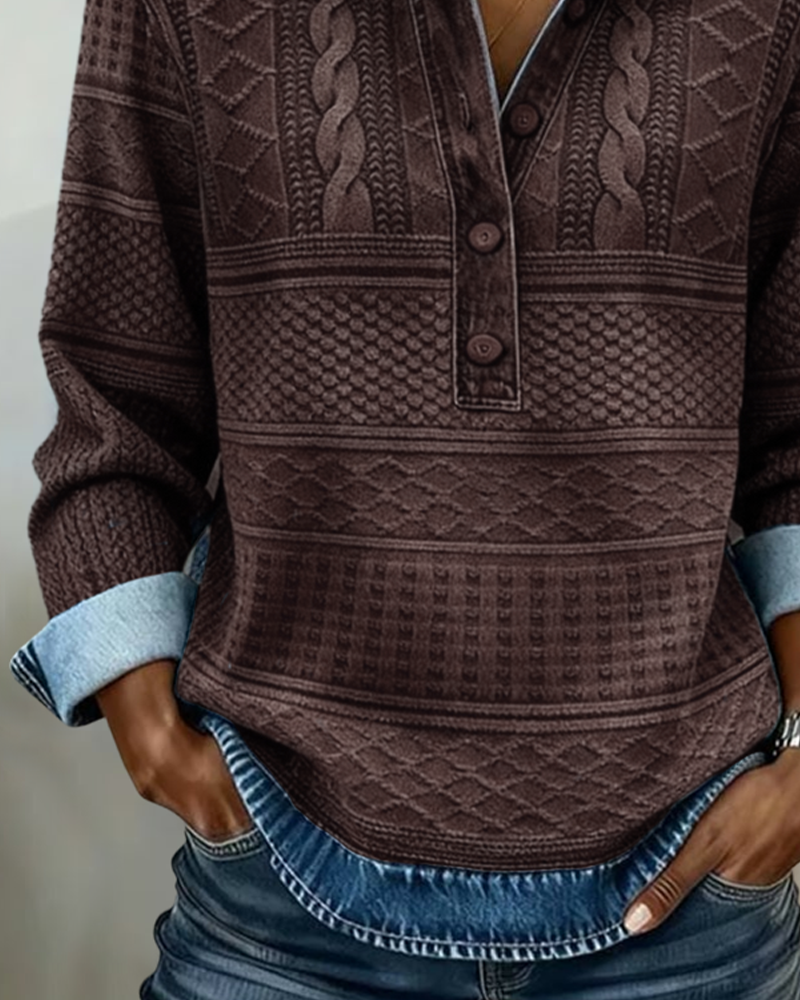 Sweatshirt : Sweat-shirt Chic à Col Semi-Boutonné Sweatshirt dans de Marche Lino