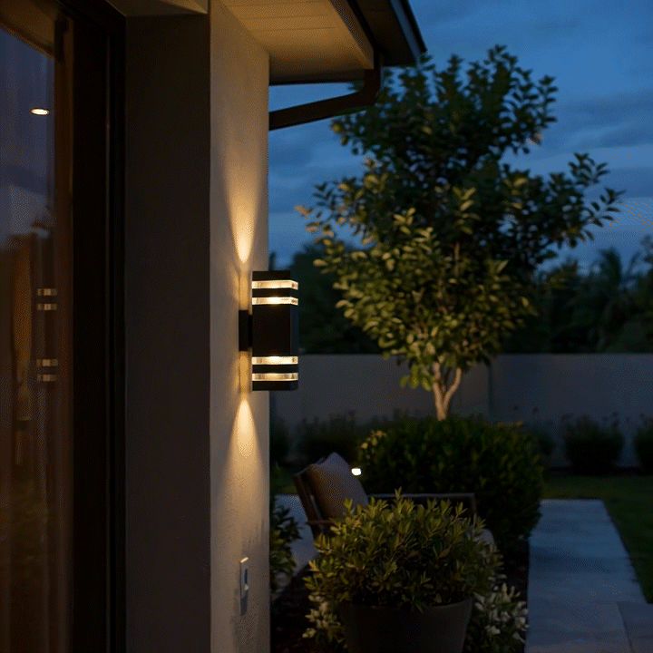Applique Murale Extérieure - 2 Lumières Haut/Bas, Aluminium, LED Chaude