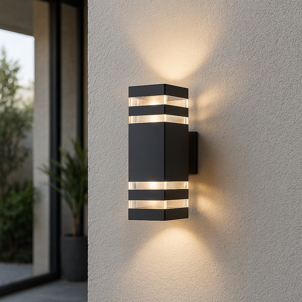 Applique Murale Extérieure - 2 Lumières Haut/Bas, Aluminium, LED Chaude