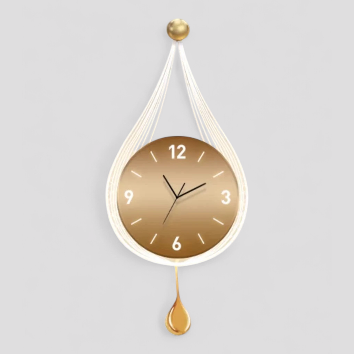Horloges murales : Horloge Murale Design Moderne pour Salon Verre dans Bronze métallique doré de Marche Lino
