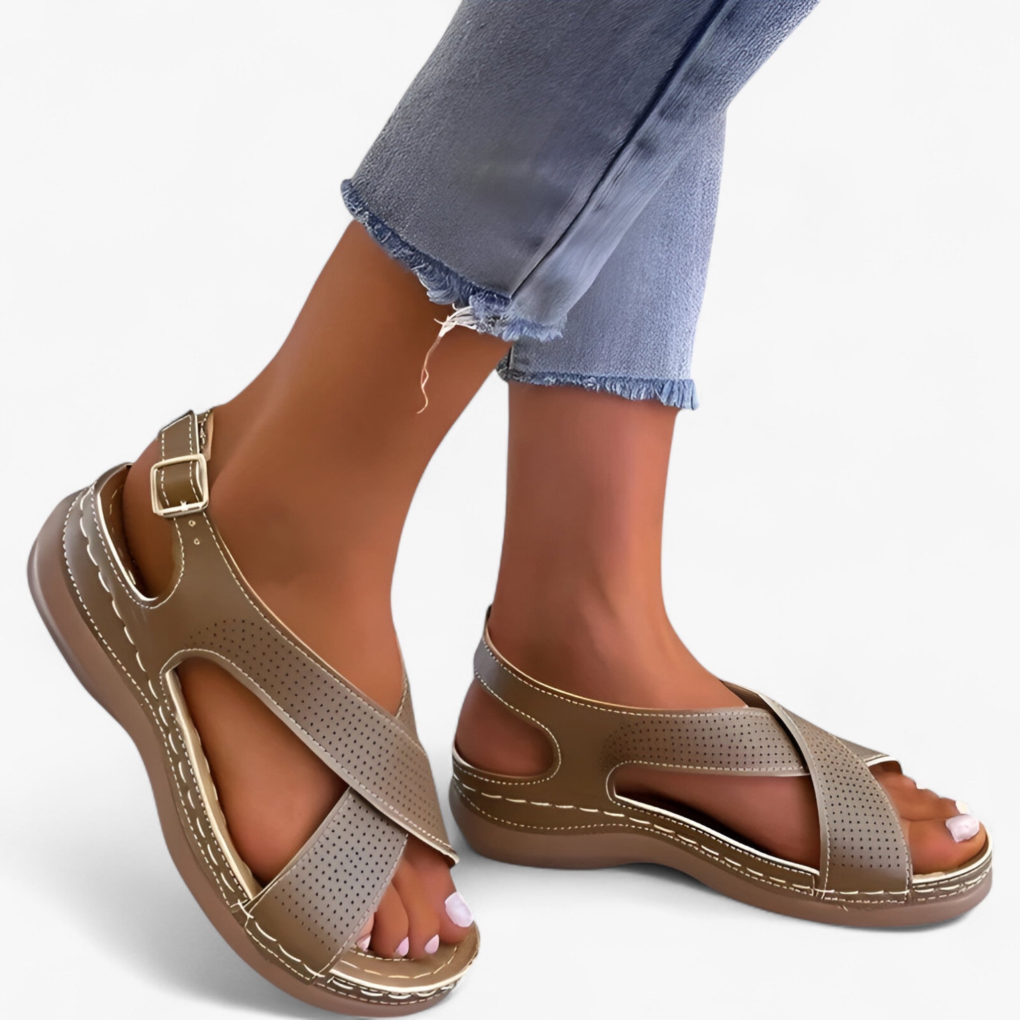 Sandals : Sandales Rétro Bohèmes | Confort et Élégance au Quotidien dans Gris de Concept Odense