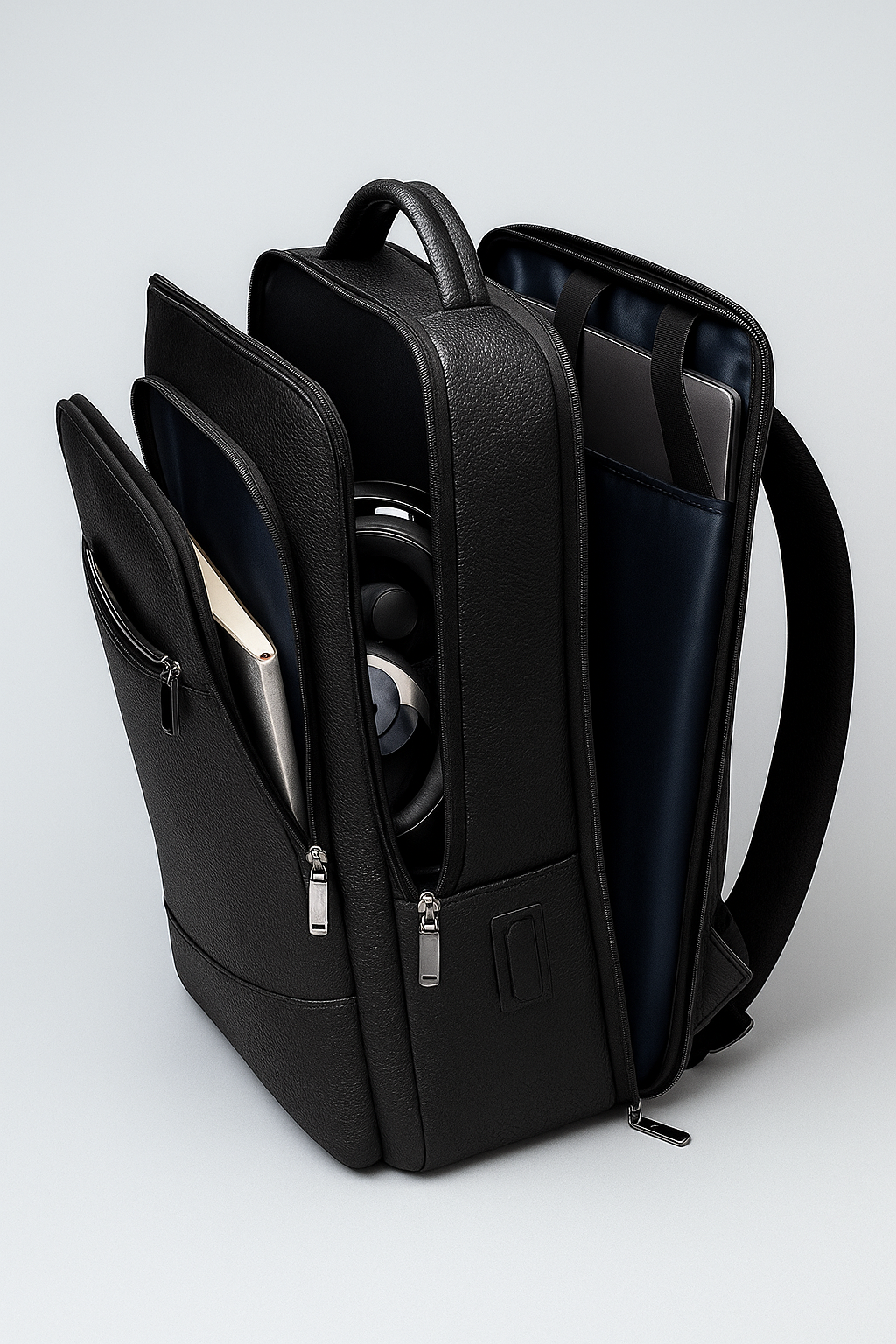 bags : Sac à Dos en Cuir avec Cuir USB - Noir-a dans de Marche Lino