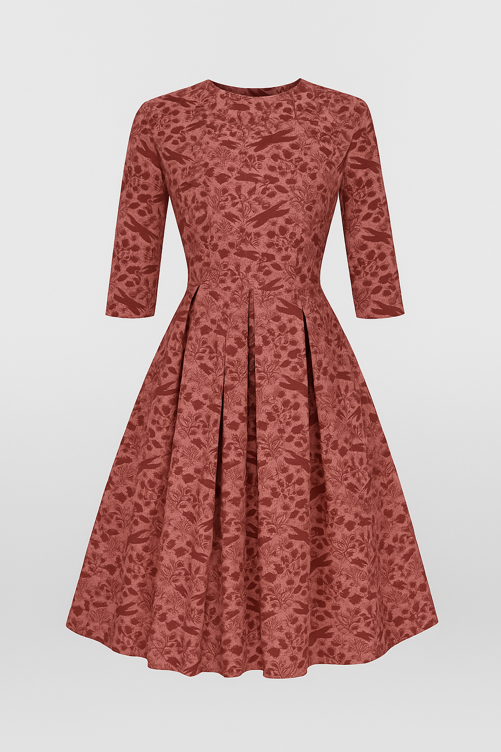 Robe midi à imprimé floral et manches 3/4 Femme