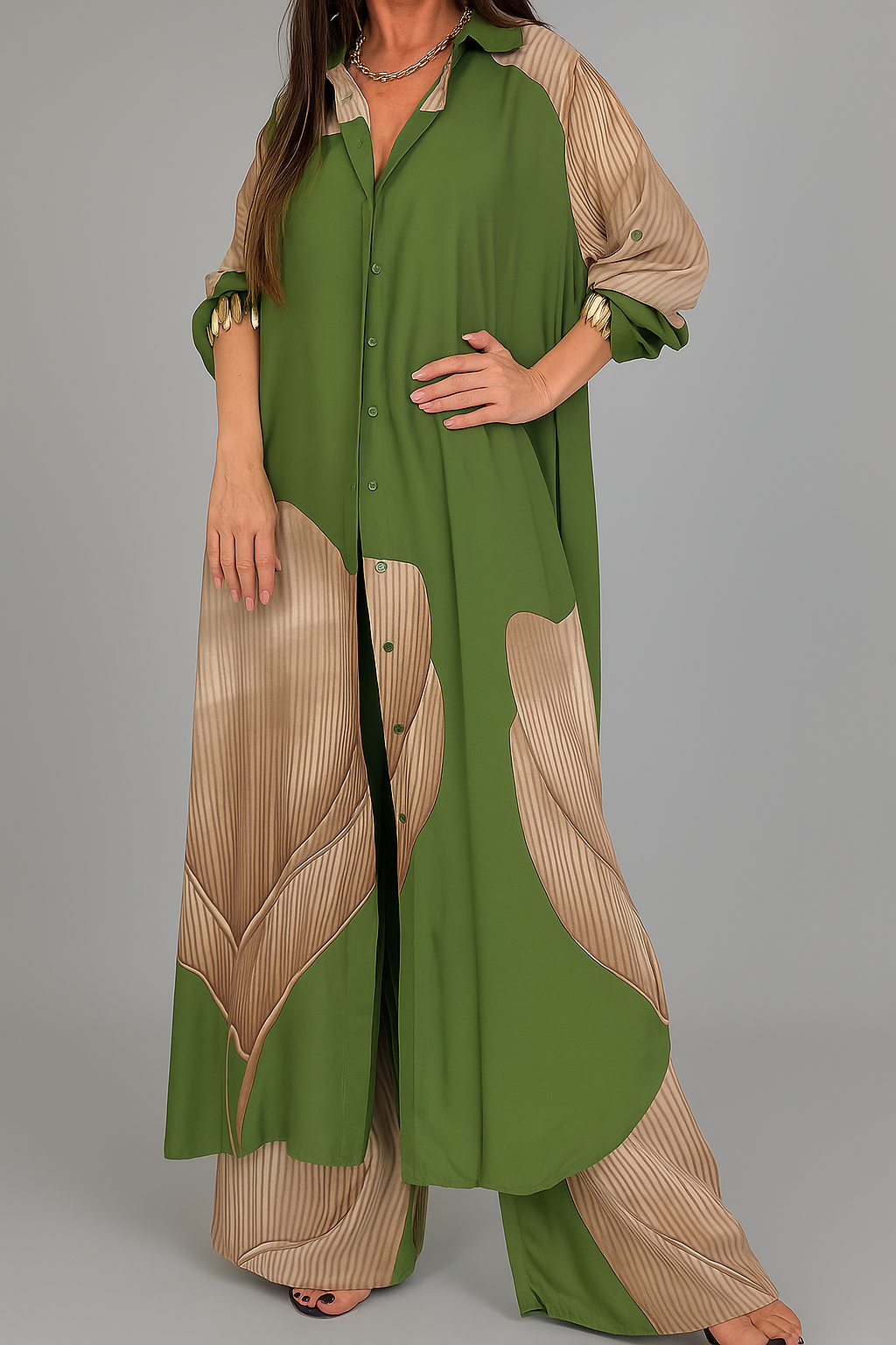 Ensemble pour Femme Élégant avec Chemise et Pantalon Décontracté
