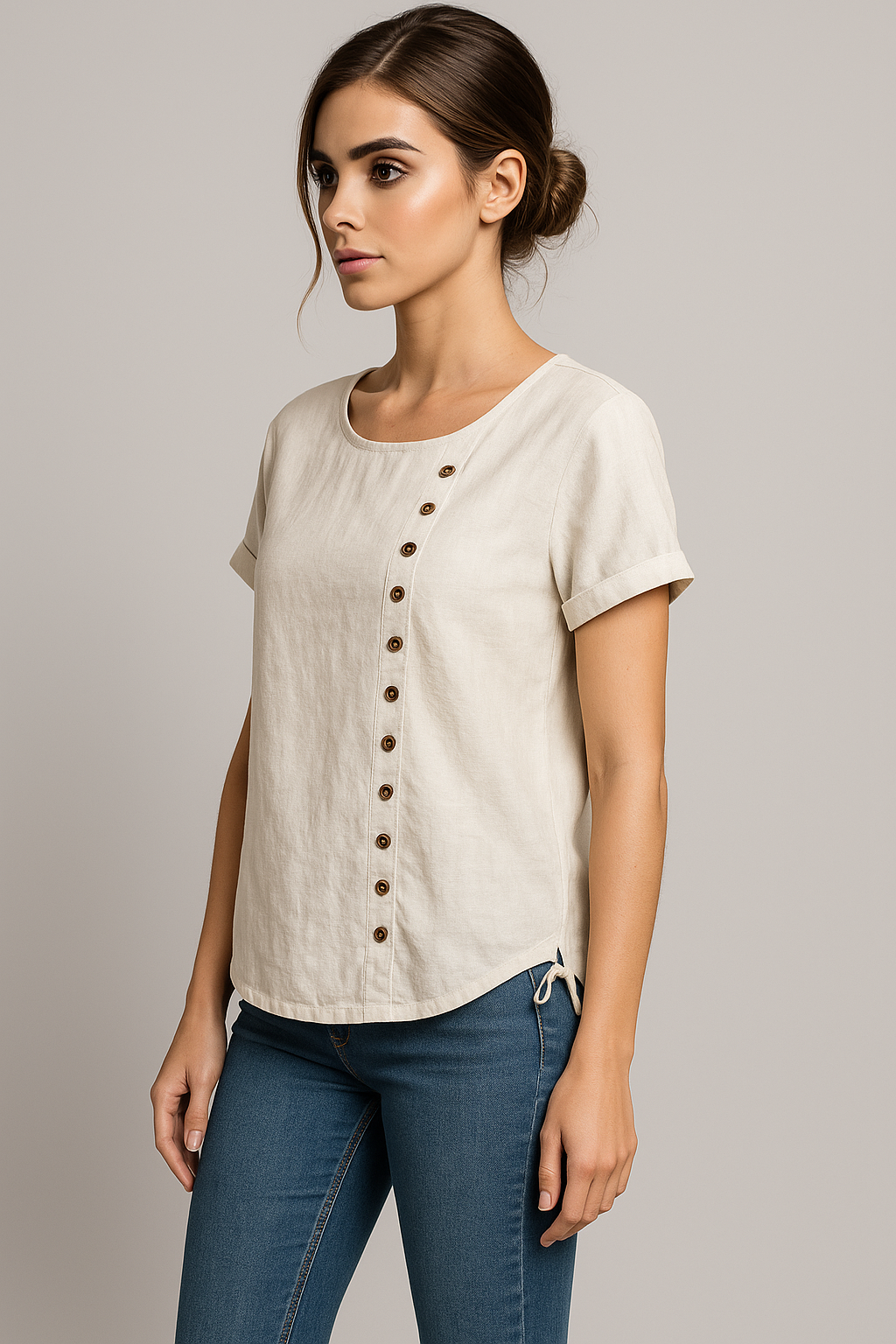 Chemise Homme Lin Casual d'été avec Boutons, Manches Longues, Respirante