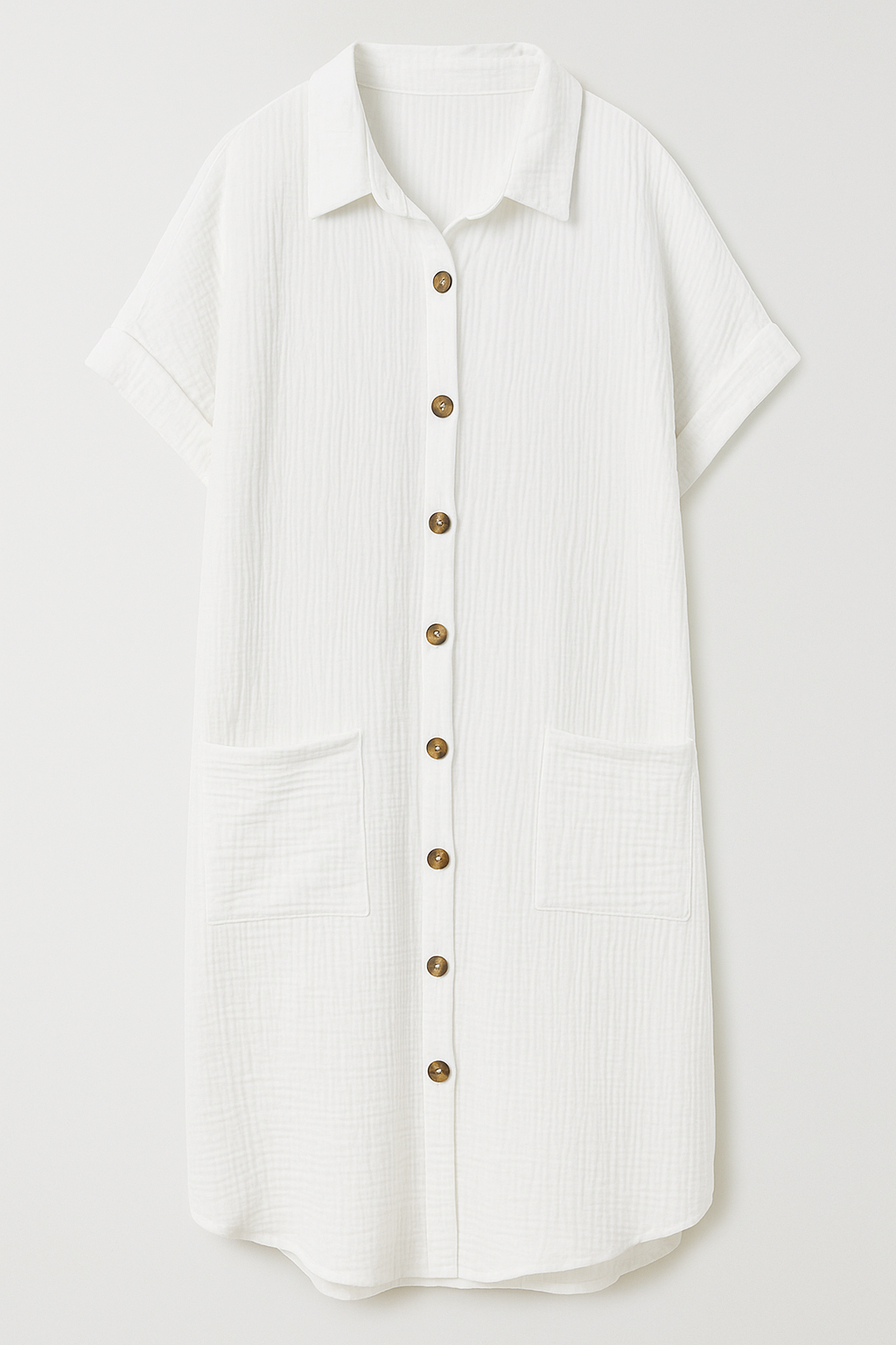 Robe-chemise en coton gaufré avec boutons en coton pour femme