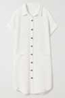 women's dress : Robe-chemise Femme Texturée en Polyester avec Boutons dans Blanc de Marche Lino