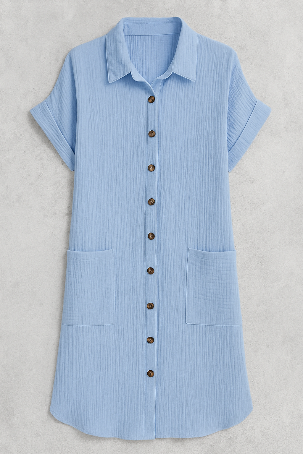 Robe-chemise en coton gaufré avec boutons en coton pour femme