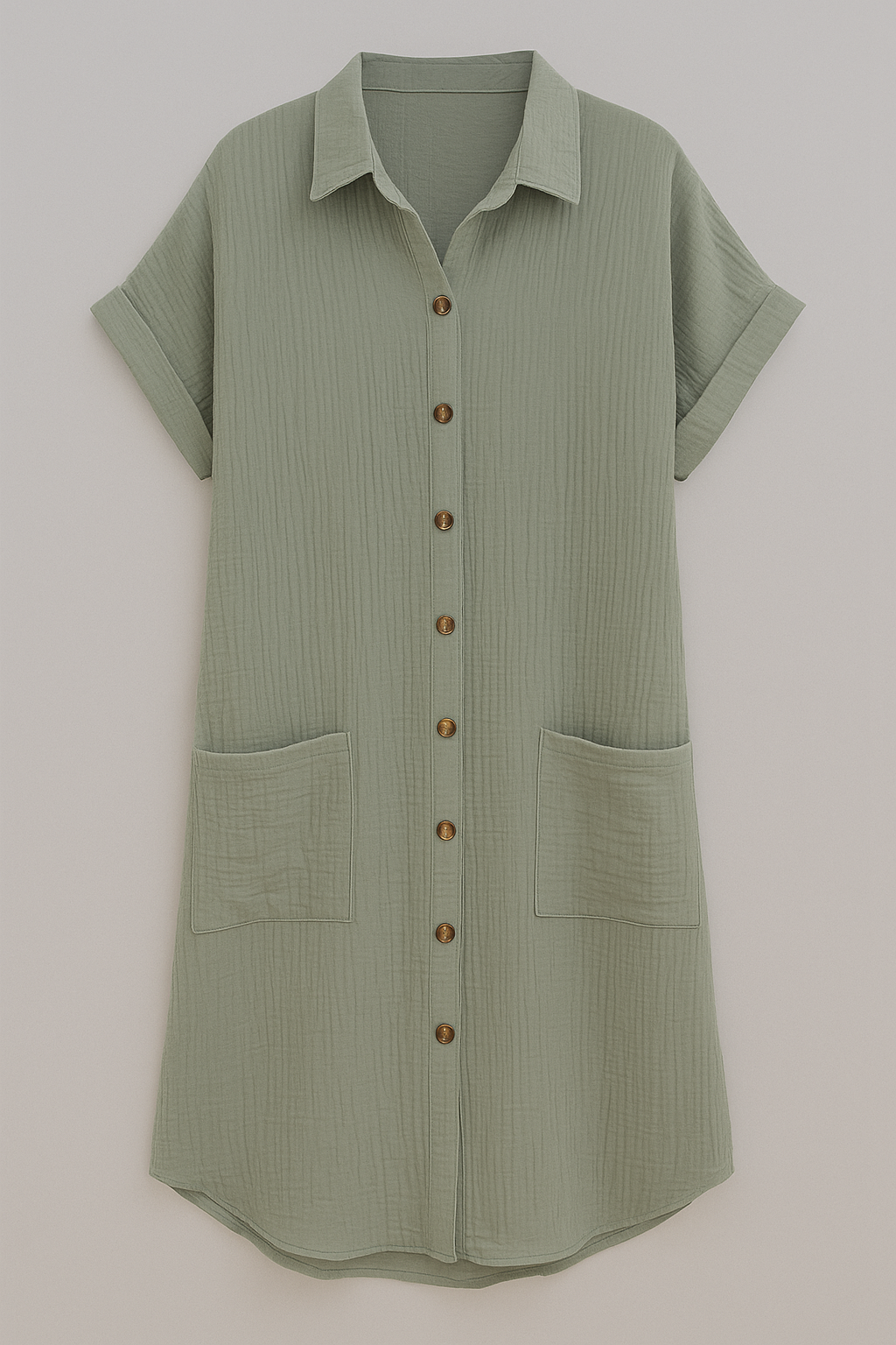 Robe-chemise en coton gaufré avec boutons en coton pour femme