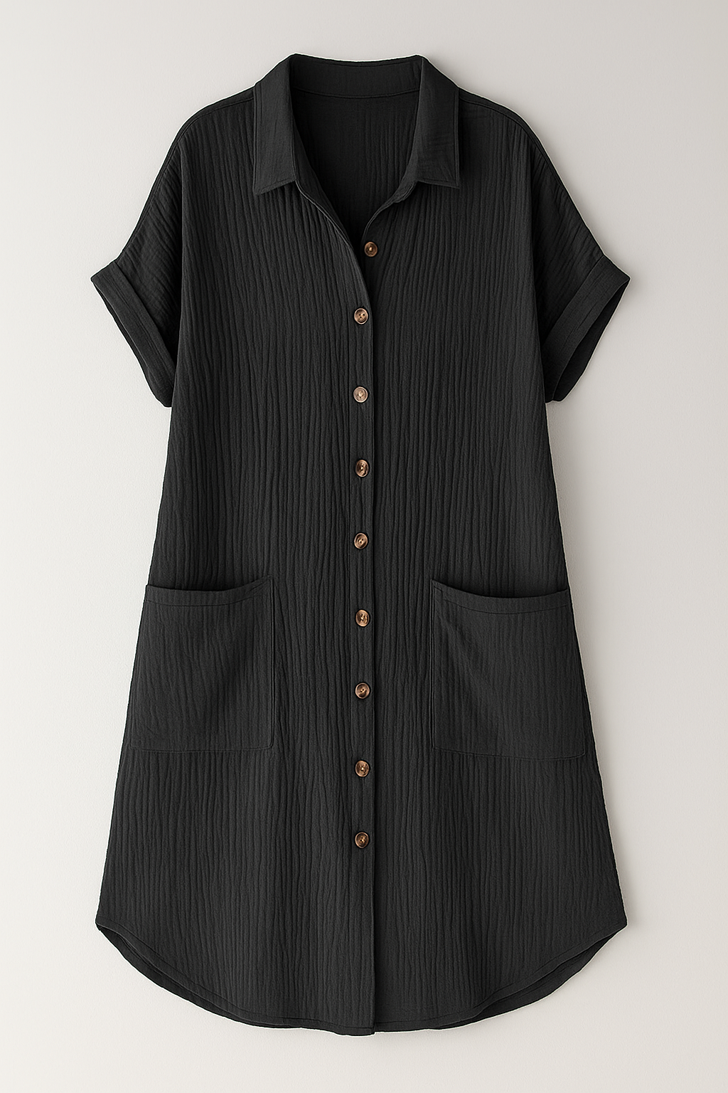 Robe-chemise en coton gaufré avec boutons en coton pour femme
