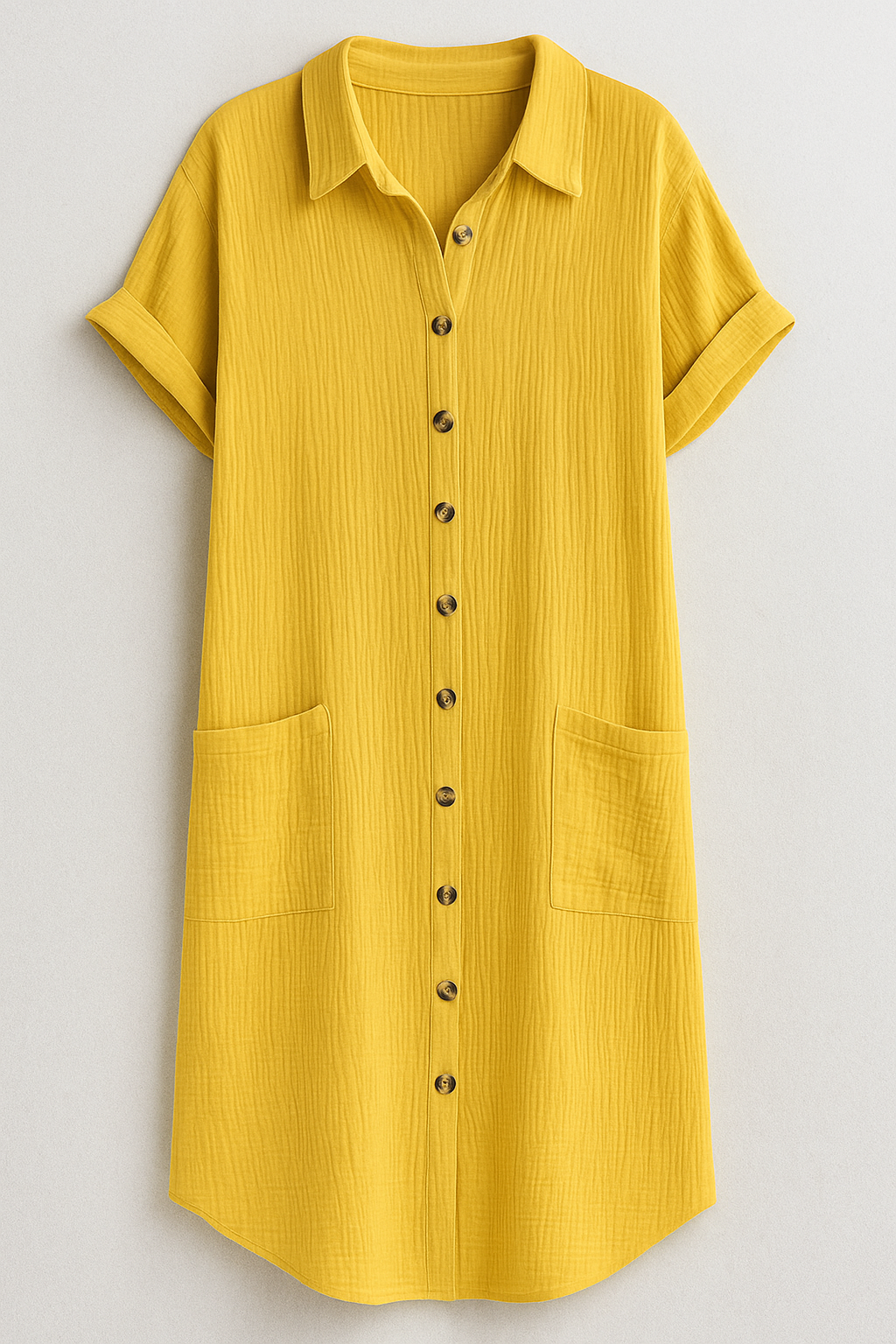 Robe-chemise en coton gaufré avec boutons en coton pour femme