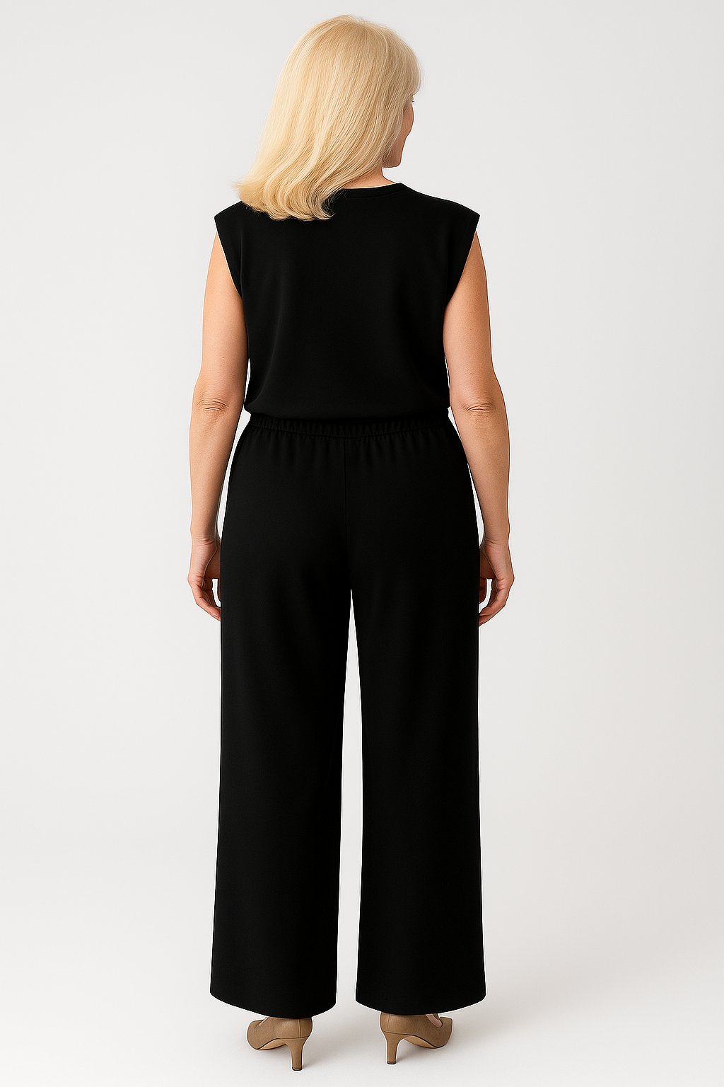 Tailleur pour femme Noir Élégant avec Pantalon et Blouse pour Cérémonie - Coupe Parfaite