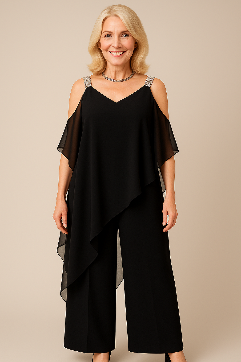Combinaison Élégante Femme Asymétrique Monobretelle pour Cérémonie et Soirée - Plusieurs Couleurs