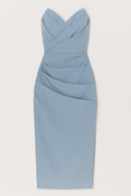 Damen Midi-Kleid trägerlos mit elegantem Schlitz – für Sommerzeremonie