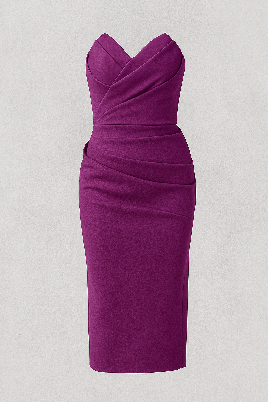 Damen Midi-Kleid trägerlos mit elegantem Schlitz – für Sommerzeremonie