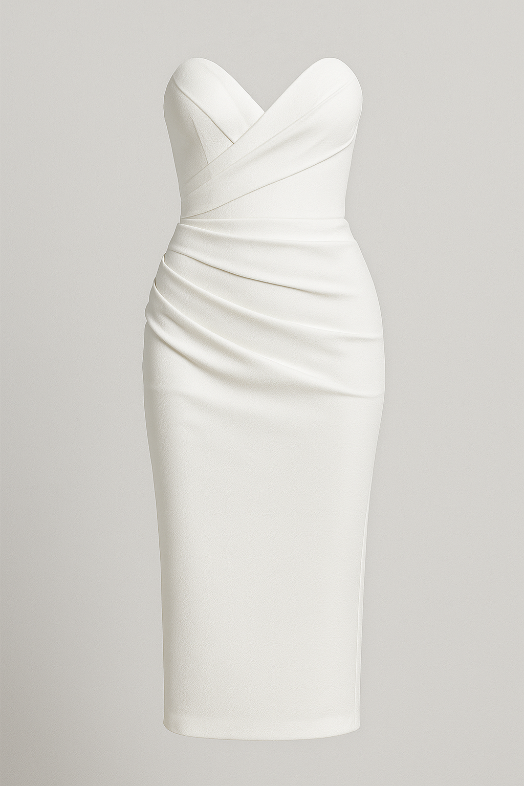 Damen Midi-Kleid trägerlos mit elegantem Schlitz – für Sommerzeremonie