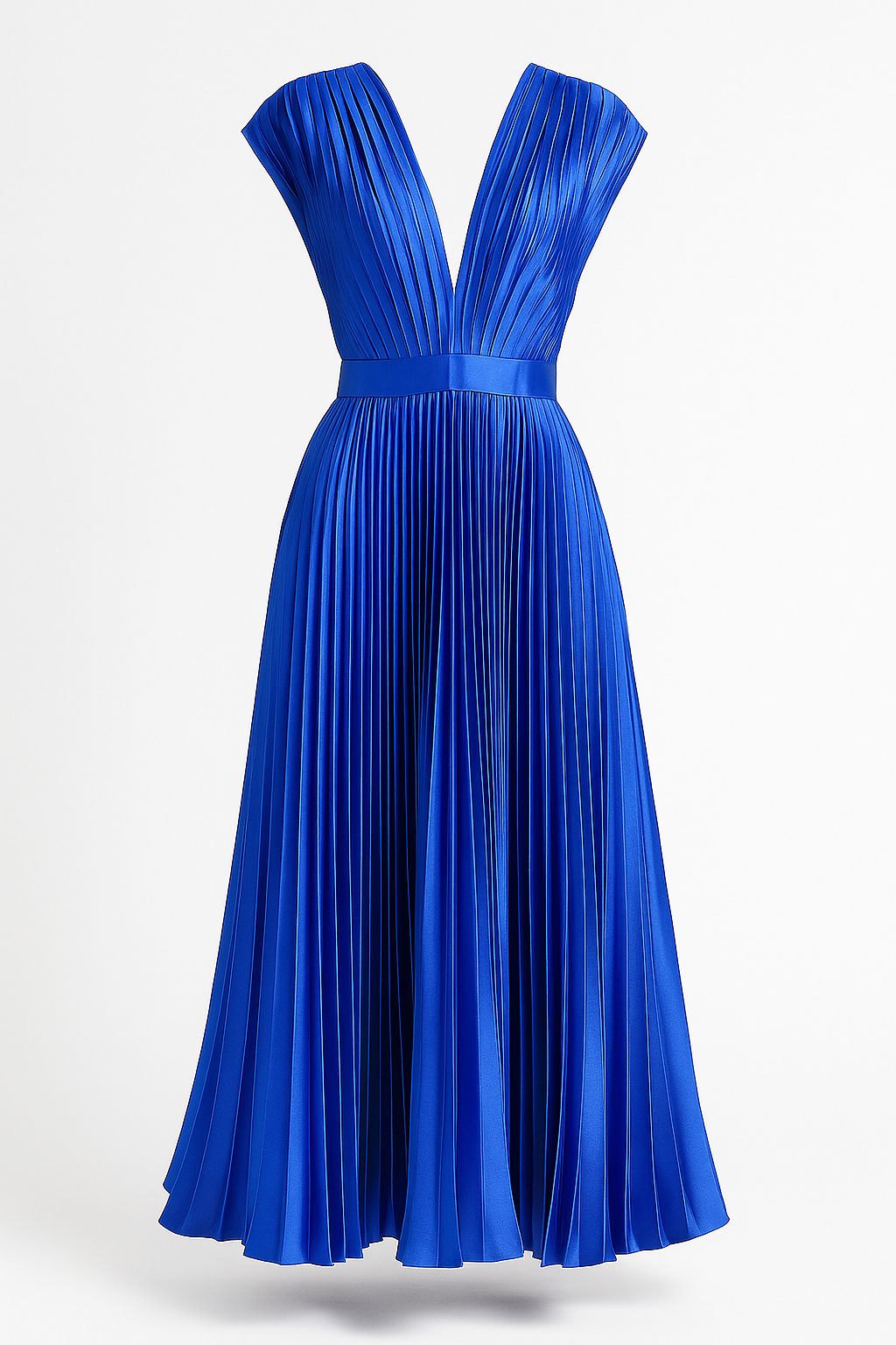 Robe Midi Femme Élégante Plissée avec Décolleté en V - Parfaite pour Chaque Occasion
