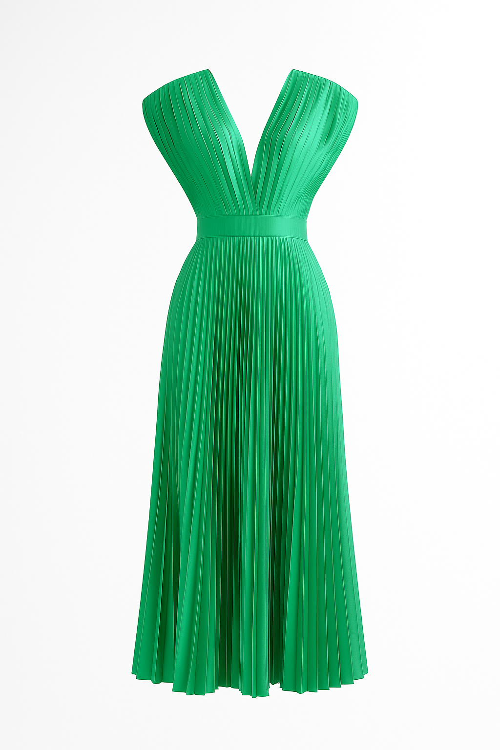 Robe Midi Femme Élégante Plissée avec Décolleté en V - Parfaite pour Chaque Occasion