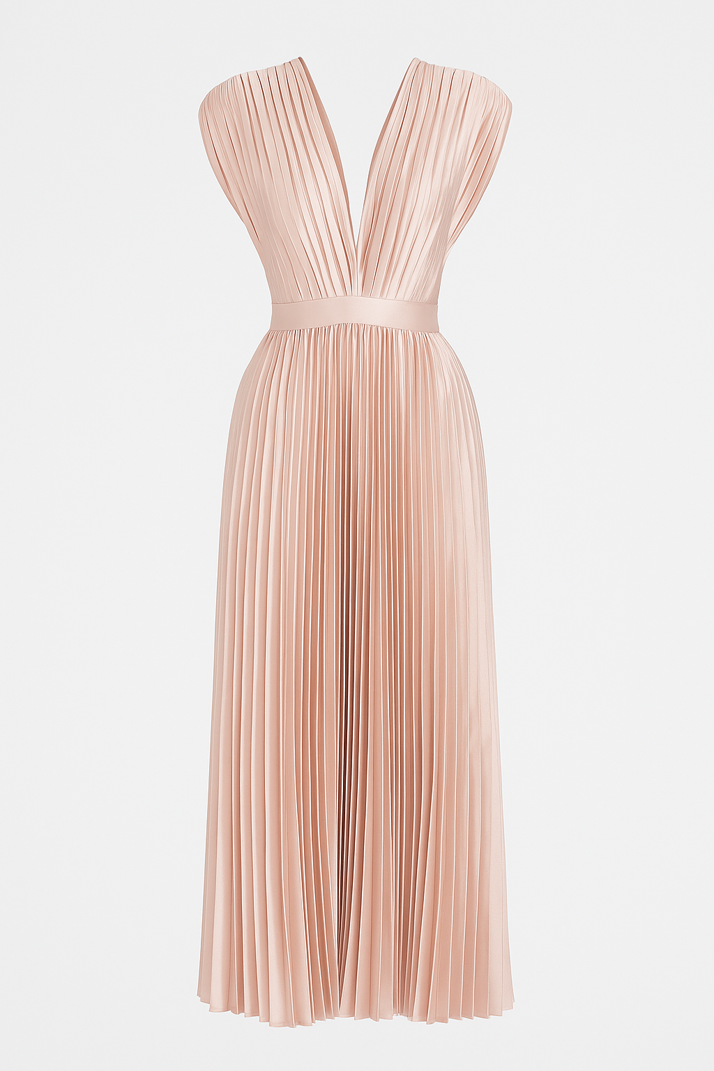 Robe Midi Femme Élégante Plissée avec Décolleté en V - Parfaite pour Chaque Occasion