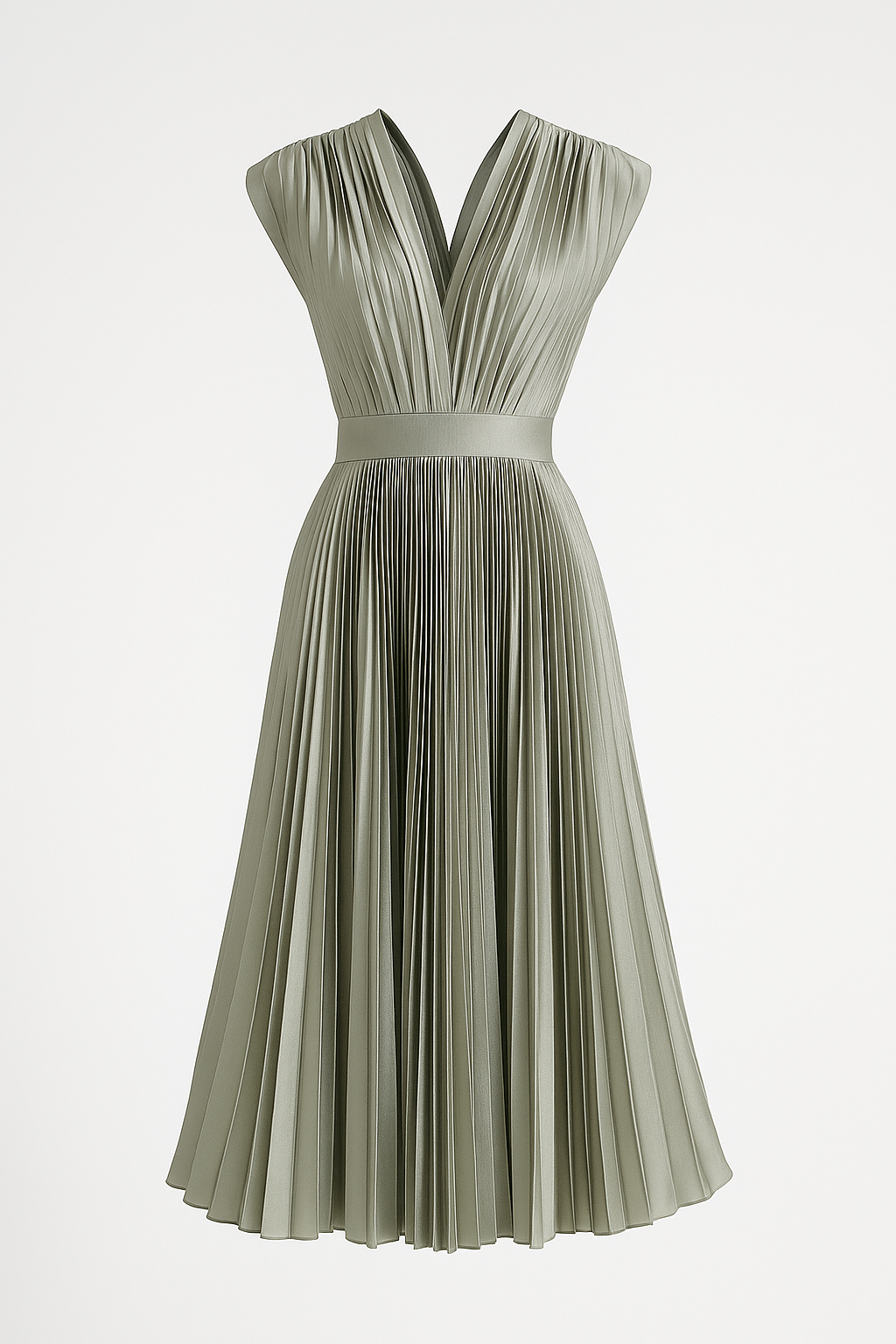Robe Midi Femme Élégante Plissée avec Décolleté en V - Parfaite pour Chaque Occasion