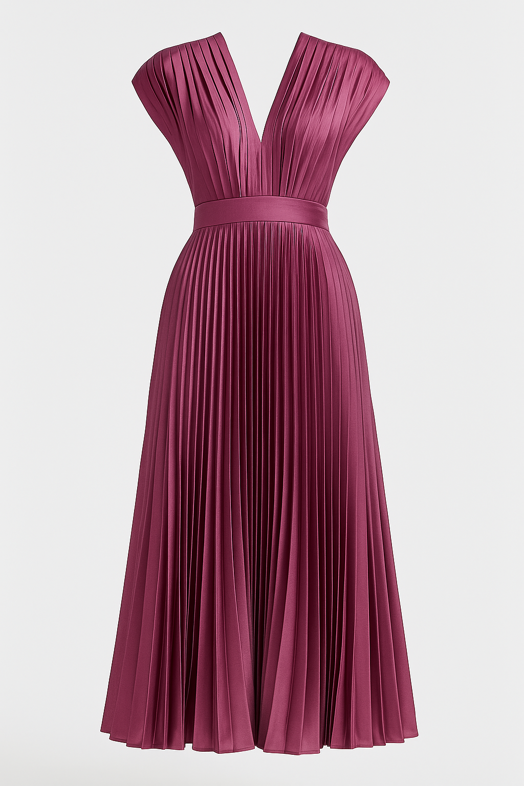 Robe Midi Femme Élégante Plissée avec Décolleté en V - Parfaite pour Chaque Occasion