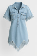 Abito Chemisier Donna Dakota – Denim con Frange Stile Bohème
