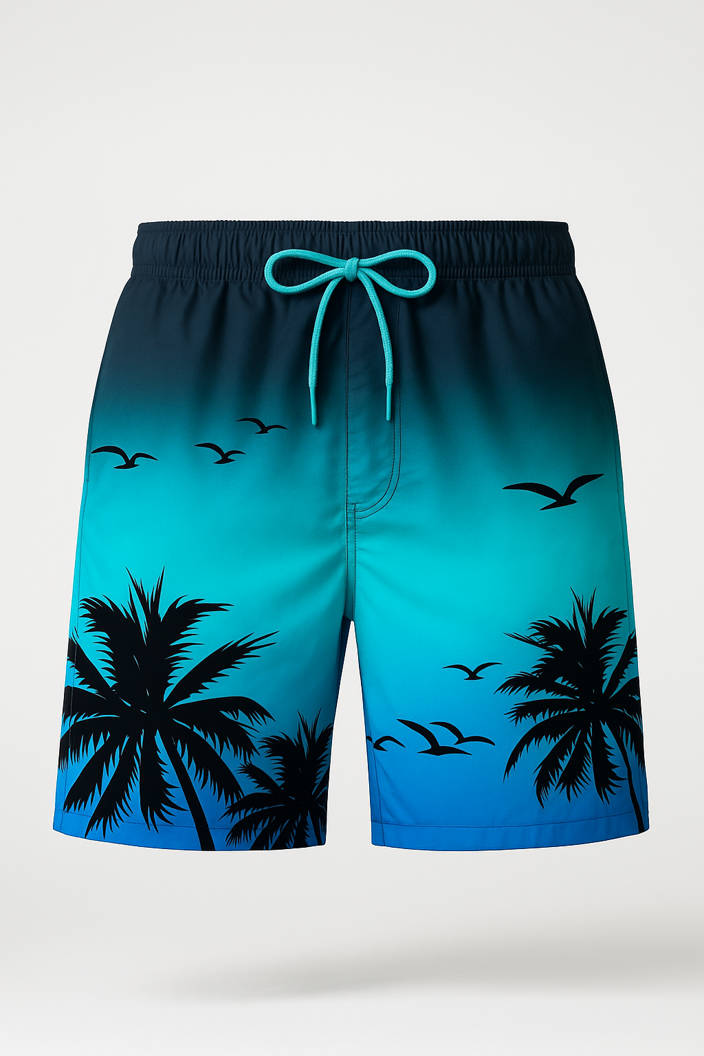 Boxer Homme Imprimé Palmiers Coucher de soleil, Coton Doux, Motif Exotique